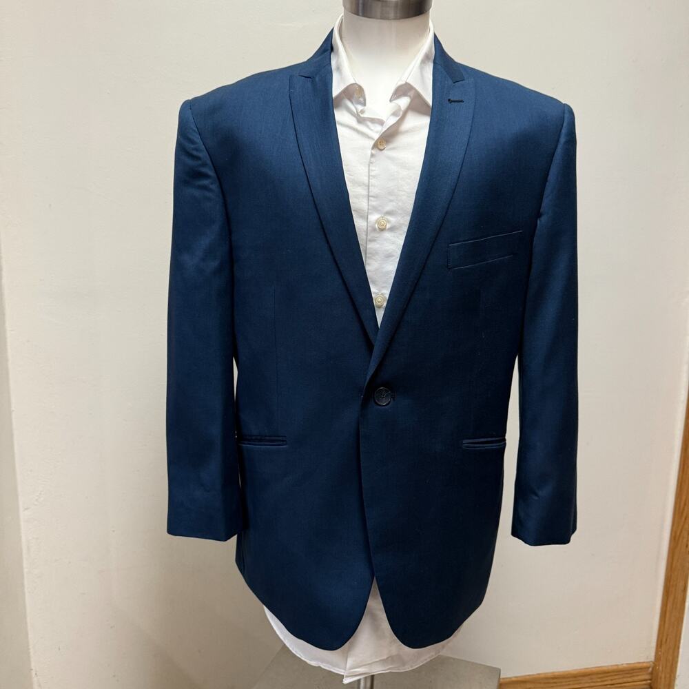 Porto filo Super 160s Italy 1 button Navy suit Jacket Size 46 Blazer Sport Coat